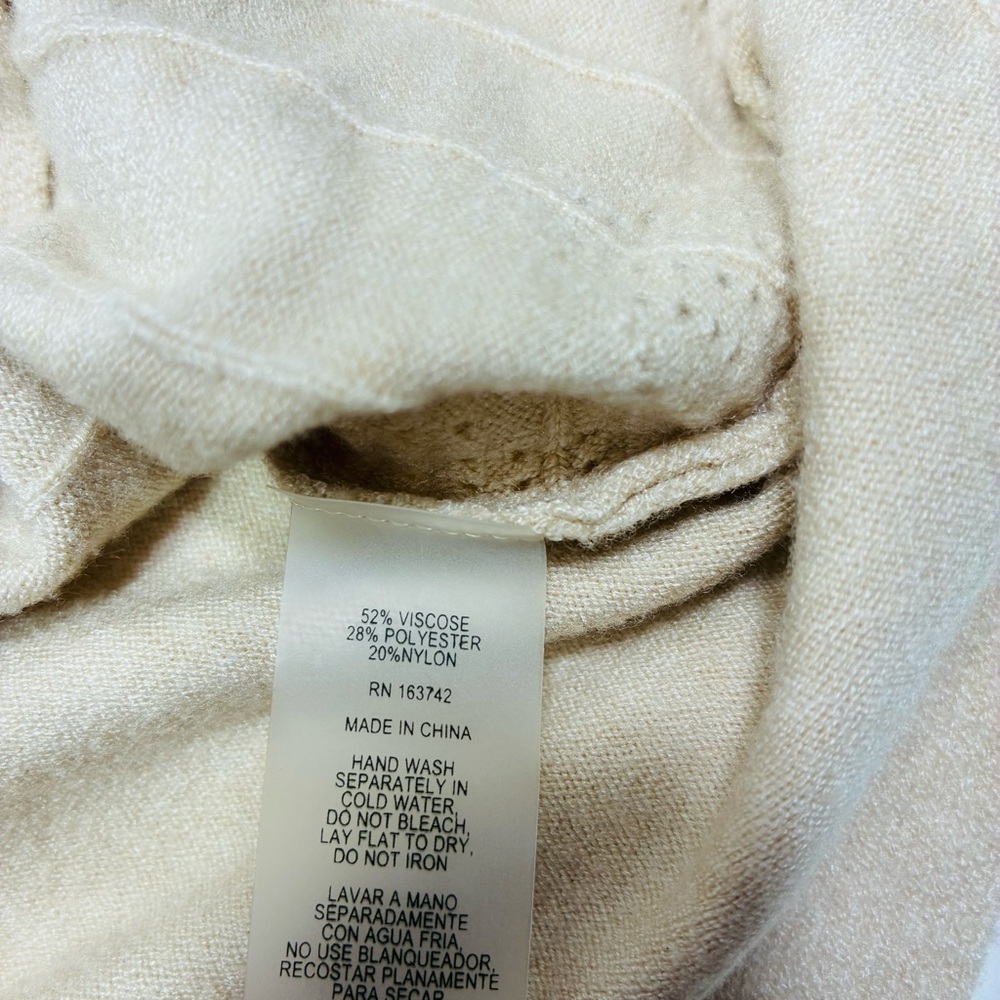 Vila Milano Womens Beige Knit Sweater Size Medium Long Sleeve Textured Chevron - Picture 6 of 11